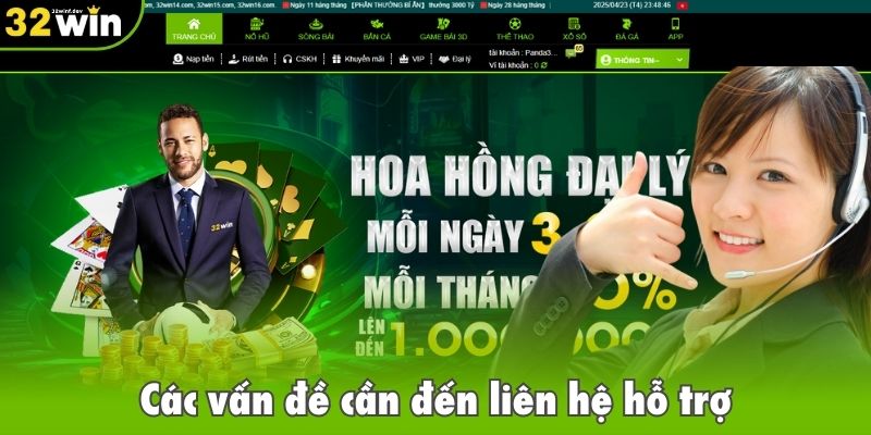 Các vấn đề cần đến liên hệ hỗ trợ